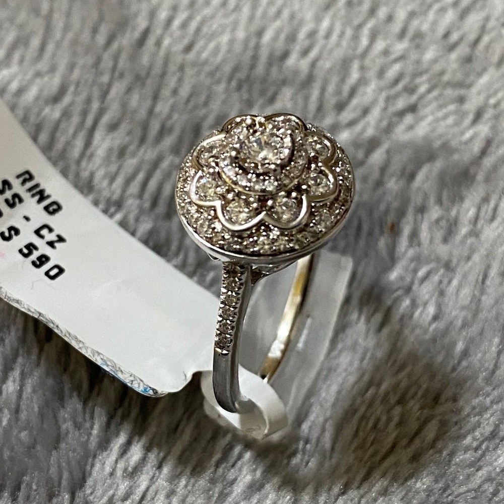 Silver with CZ Stones Ladies Ring